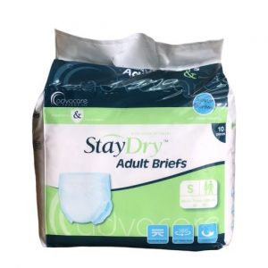 STAY DRY ADULT DISPOSABLE BRIEFS (small) (10 diapers)